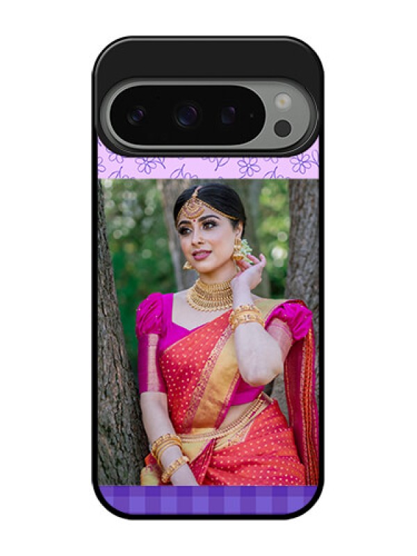 Custom Google Pixel 9 Pro 5G Custom Metal Phone Case - Purple Floral Design