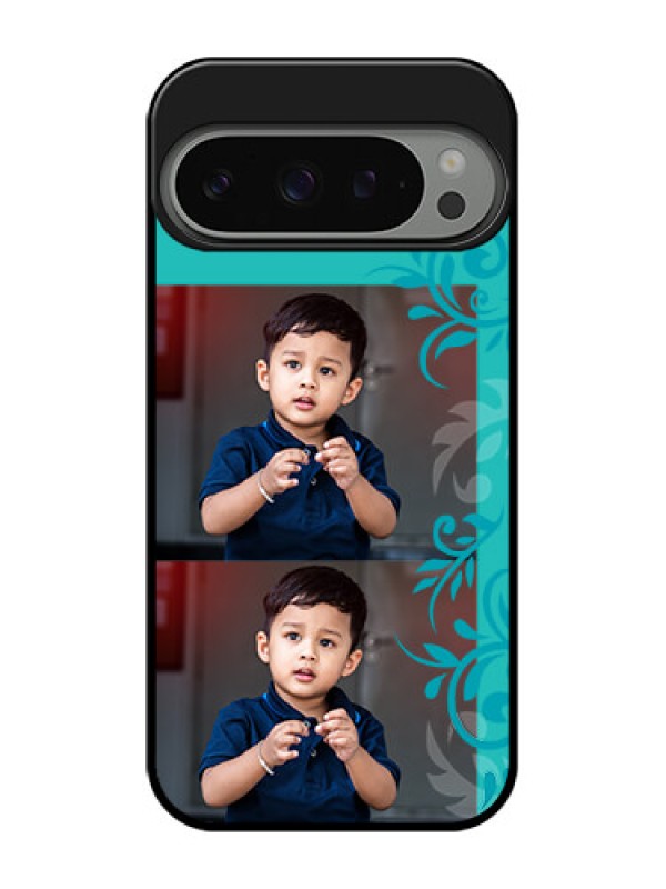 Custom Google Pixel 9 Pro 5G Custom Metal Phone Case - With Photo And Green Floral Design
