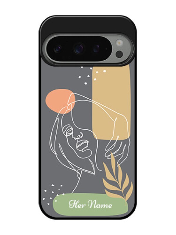 Custom Google Pixel 9 Pro 5G Custom Metal Phone Case - Gazing Woman Line Art Design