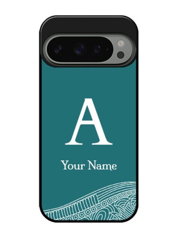 Custom Google Pixel 9 Pro 5G Custom Metal Phone Case - Line Art Pattern With Custom Name Design