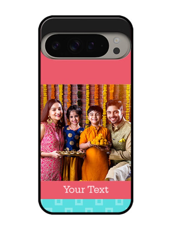 Custom Google Pixel 9 Pro Xl Custom Metal Phone CasePeach and Blue Color Design