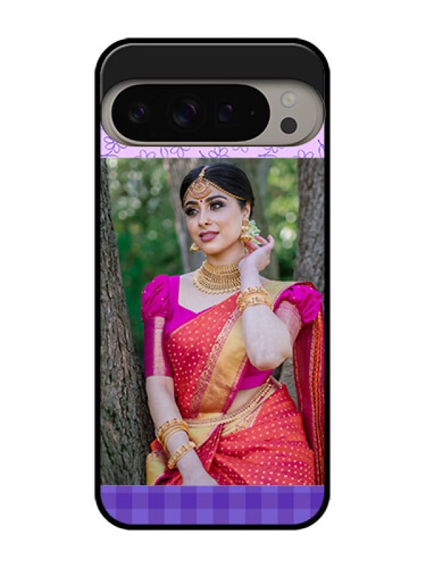 Custom Google Pixel 9 Pro Xl Custom Metal Phone CasePurple Floral Design