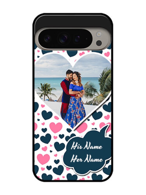 Custom Google Pixel 9 Pro Xl Custom Metal Phone CasePink and Blue Heart Design