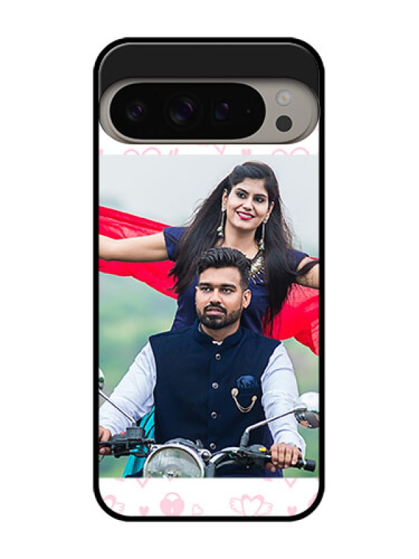 Custom Google Pixel 9 Pro Xl Custom Metal Phone CasePink Flying Heart Design