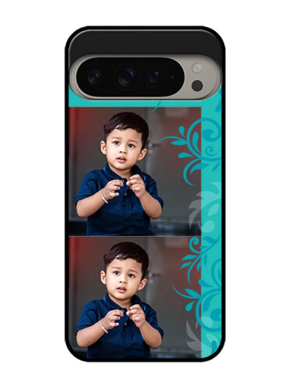 Custom Google Pixel 9 Pro Xl Custom Metal Phone CaseWith Photo And Green Floral Design