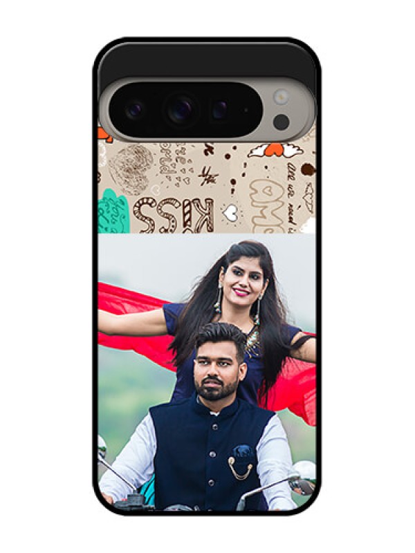 Custom Google Pixel 9 Pro Xl Custom Metal Phone CaseLove Doodle Pattern