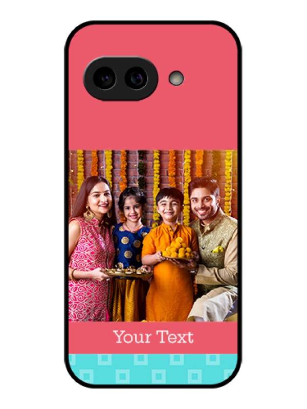 Custom Pixel 9A 5G Custom Metal Phone Case - Peach and Blue Color Design