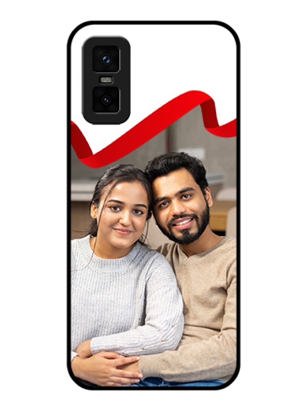 Custom infinix-gt-30-pro-5g Custom Metal Phone Case - Red Ribbon Frame Design