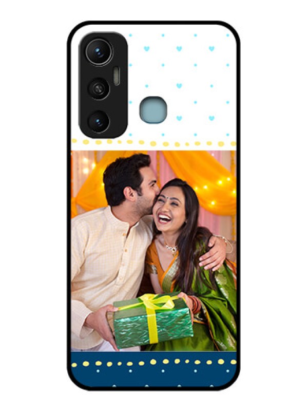 Custom Infinix Hot 11 Custom Metal Phone CaseWhite And Blue Abstract Design