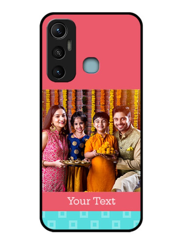 Custom Infinix Hot 11 Custom Metal Phone CasePeach and Blue Color Design