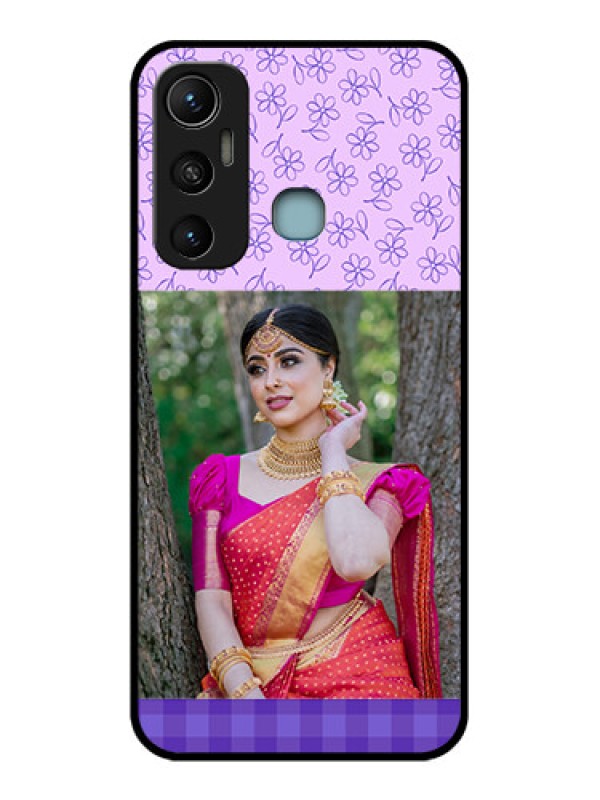 Custom Infinix Hot 11 Custom Metal Phone CasePurple Floral Design
