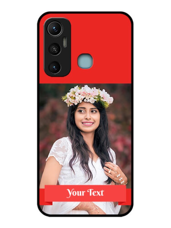 Custom Infinix Hot 11 Custom Metal Phone CaseSimple Red Color Design