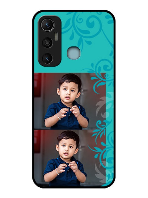 Custom Infinix Hot 11 Custom Metal Phone CaseWith Photo And Green Floral Design