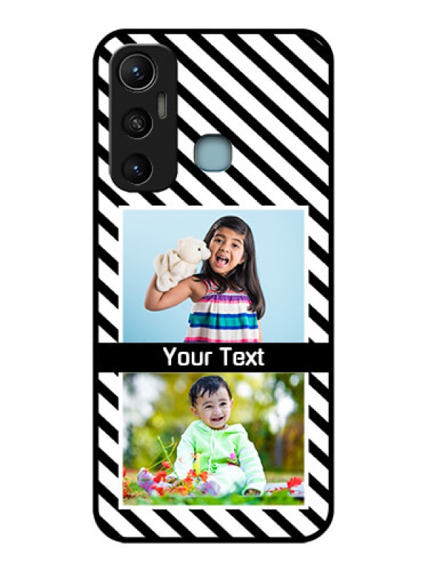 Custom Infinix Hot 11 Custom Metal Phone CaseBlack And White Stripes Design