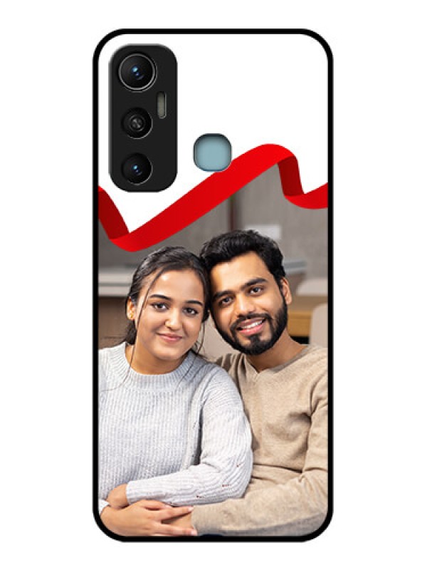 Custom Infinix Hot 11 Custom Metal Phone CaseRed Ribbon Frame Design