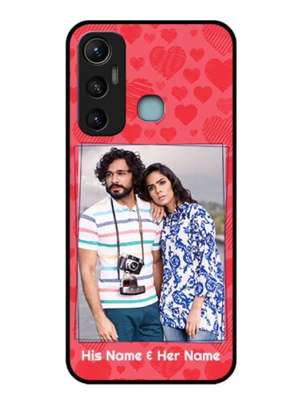 Custom Infinix Hot 11 Custom Metal Phone CaseWith Red Heart Symbols Design