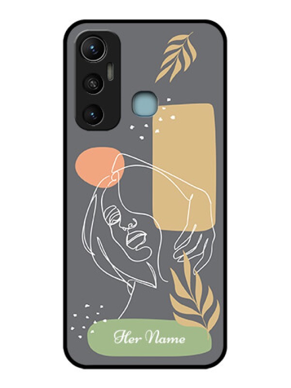 Custom Infinix Hot 11 Custom Metal Phone CaseGazing Woman Line Art Design