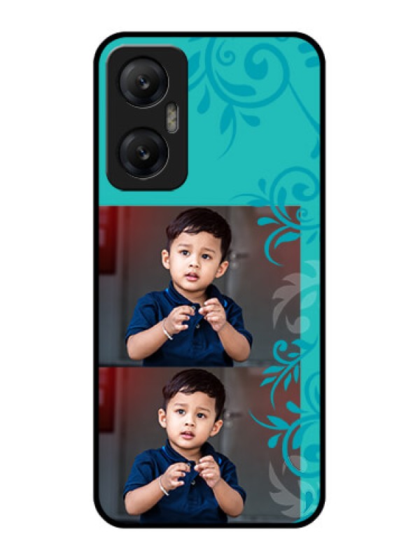 Custom Infinix Hot 20 5G Custom Metal Phone CaseWith Photo And Green Floral Design