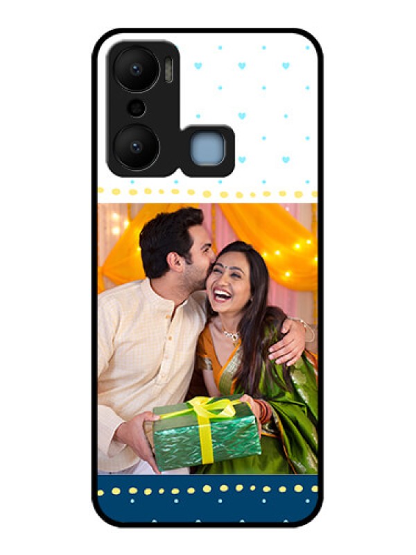 Custom Infinix Hot 20 Play Custom Metal Phone CaseWhite And Blue Abstract Design