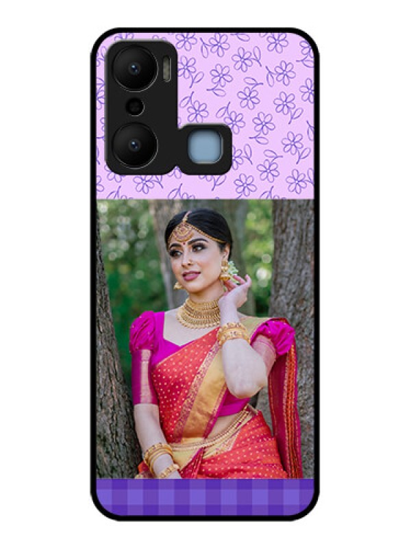 Custom Infinix Hot 20 Play Custom Metal Phone CasePurple Floral Design