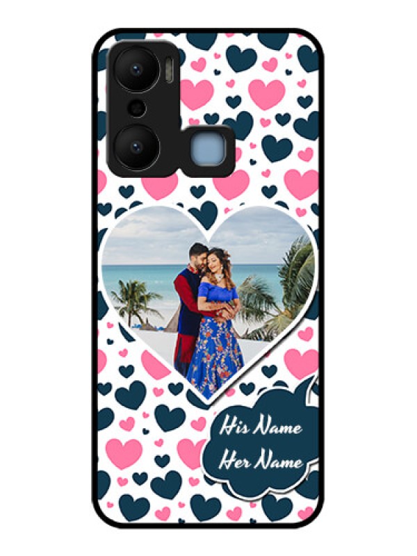 Custom Infinix Hot 20 Play Custom Metal Phone CasePink and Blue Heart Design