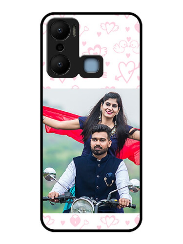 Custom Infinix Hot 20 Play Custom Metal Phone CasePink Flying Heart Design
