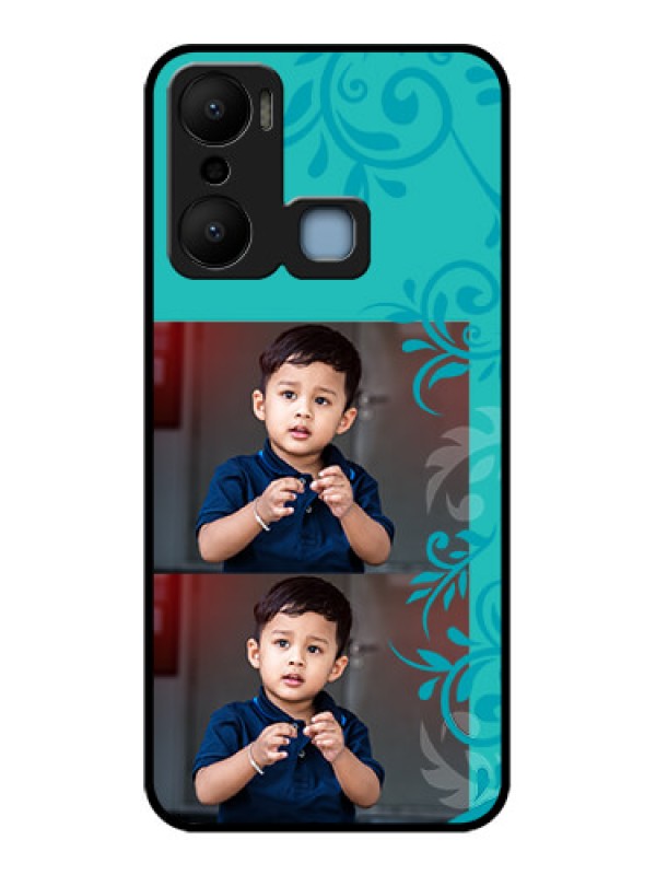 Custom Infinix Hot 20 Play Custom Metal Phone CaseWith Photo And Green Floral Design