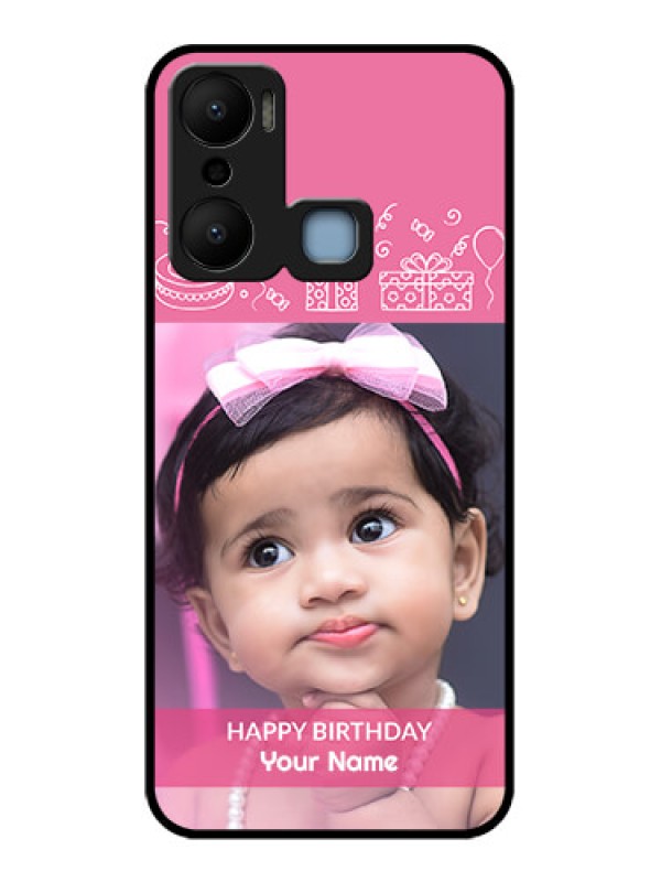 Custom Infinix Hot 20 Play Custom Metal Phone CaseWith Birthday Line Art Design