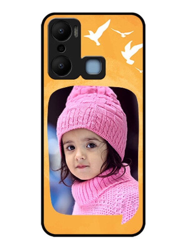 Custom Infinix Hot 20 Play Custom Metal Phone CaseWater Color Design With Bird Icons