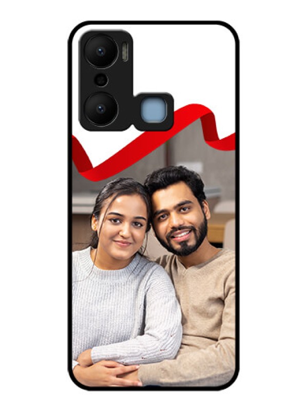 Custom Infinix Hot 20 Play Custom Metal Phone CaseRed Ribbon Frame Design