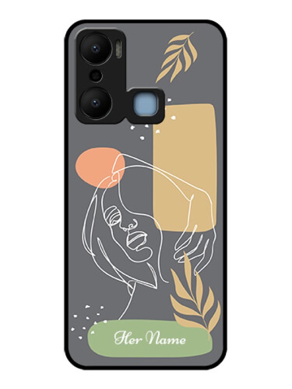 Custom Infinix Hot 20 Play Custom Metal Phone CaseGazing Woman Line Art Design