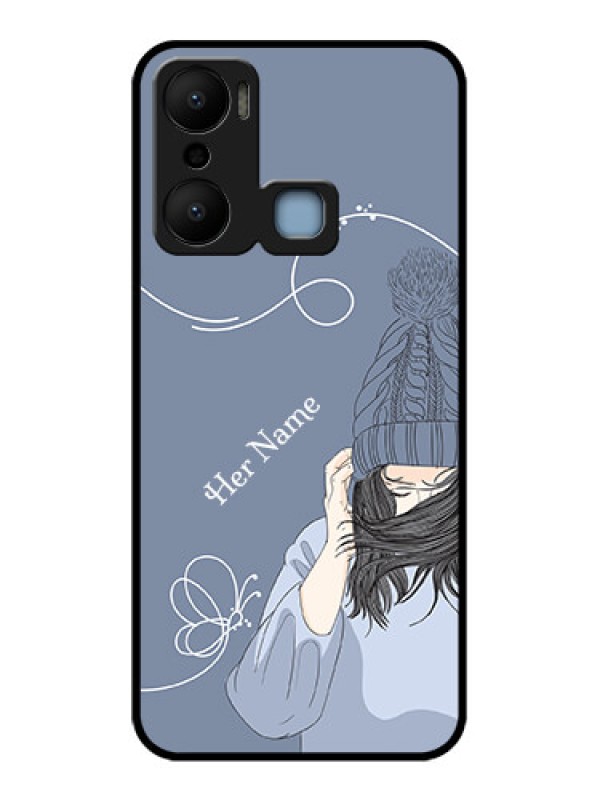 Custom Infinix Hot 20 Play Custom Metal Phone CaseGirl In Winter Outfit Design