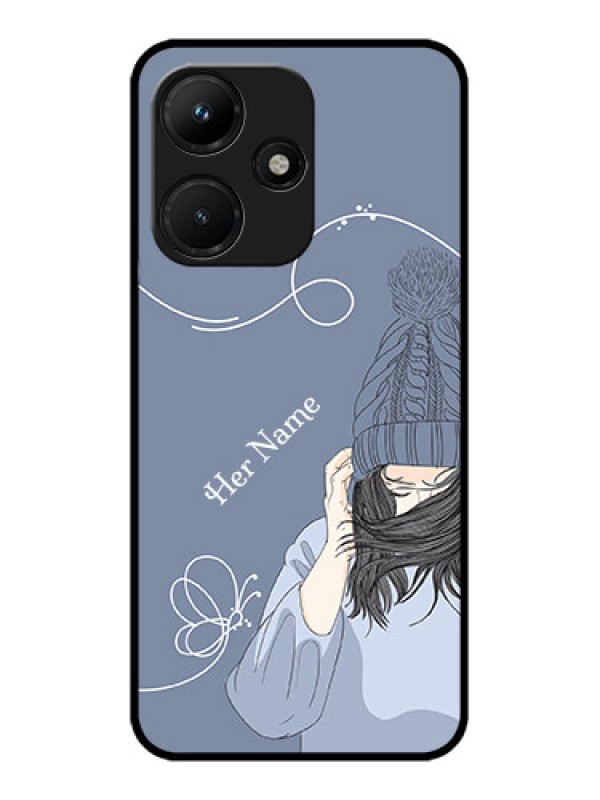 Custom Infinix Hot 30I Custom Metal Phone CaseGirl In Winter Outfit Design