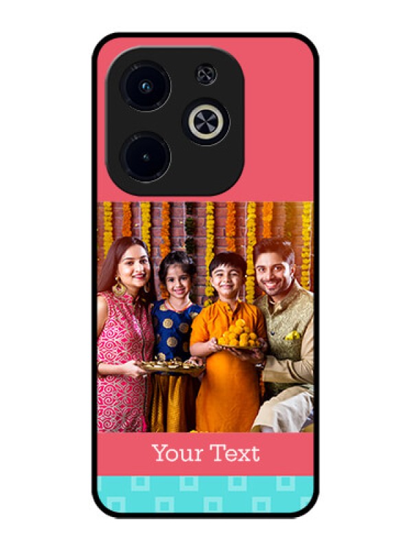 Custom Infinix Hot 40I Custom Metal Phone CasePeach and Blue Color Design