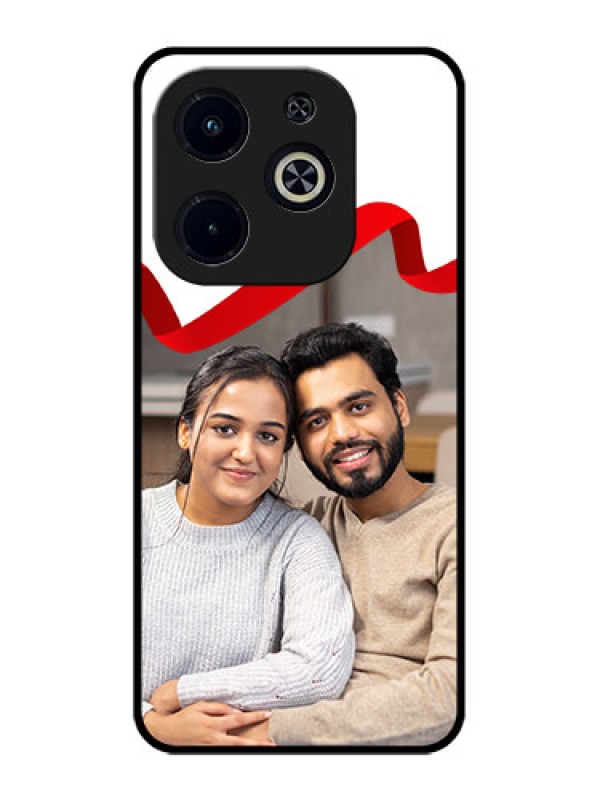 Custom Infinix Hot 40I Custom Metal Phone CaseRed Ribbon Frame Design