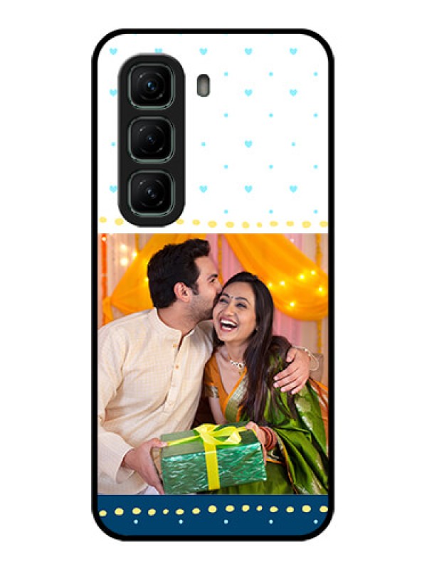 Custom Infinix Hot 50 5G Custom Metal Phone CaseWhite And Blue Abstract Design