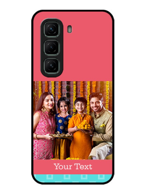 Custom Infinix Hot 50 5G Custom Metal Phone CasePeach and Blue Color Design