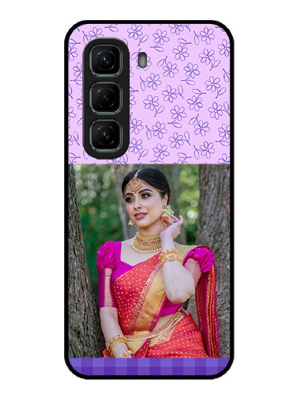 Custom Infinix Hot 50 5G Custom Metal Phone CasePurple Floral Design