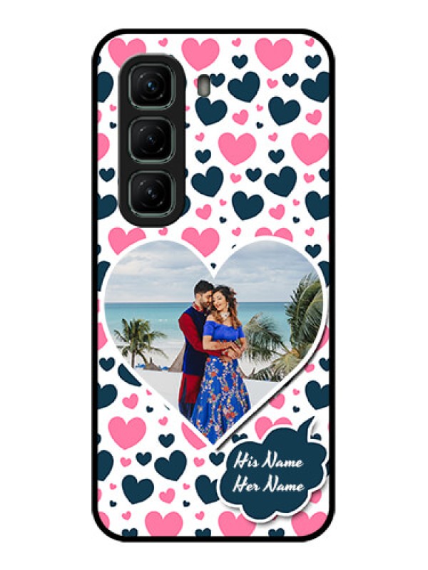 Custom Infinix Hot 50 5G Custom Metal Phone CasePink and Blue Heart Design