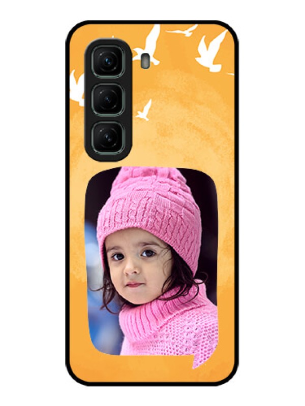 Custom Infinix Hot 50 5G Custom Metal Phone CaseWater Color Design With Bird Icons