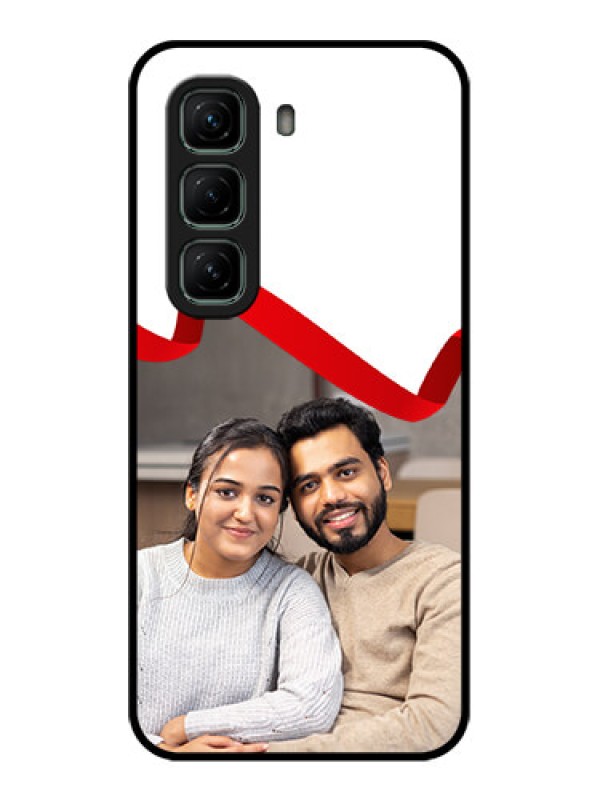 Custom Infinix Hot 50 5G Custom Metal Phone CaseRed Ribbon Frame Design