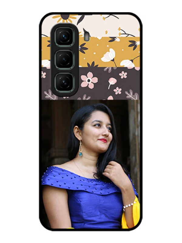 Custom Infinix Hot 50 5G Custom Metal Phone CaseStylish Floral Design