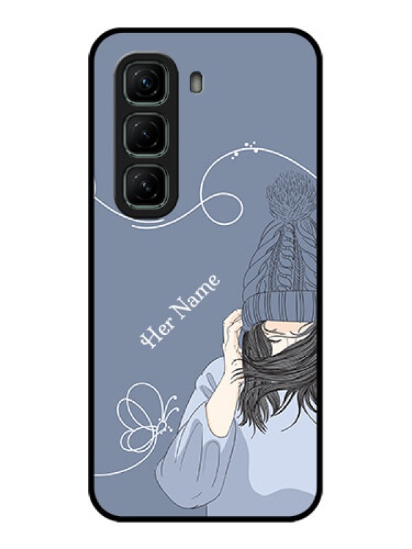 Custom Infinix Hot 50 5G Custom Metal Phone CaseGirl In Winter Outfit Design