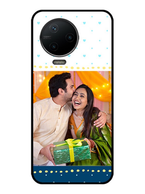 Custom Infinix Note 12 Pro Custom Metal Phone CaseWhite And Blue Abstract Design