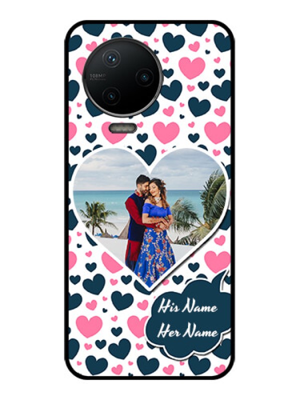 Custom Infinix Note 12 Pro Custom Metal Phone CasePink and Blue Heart Design
