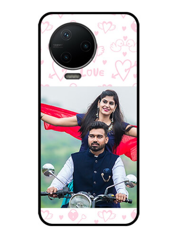 Custom Infinix Note 12 Pro Custom Metal Phone CasePink Flying Heart Design