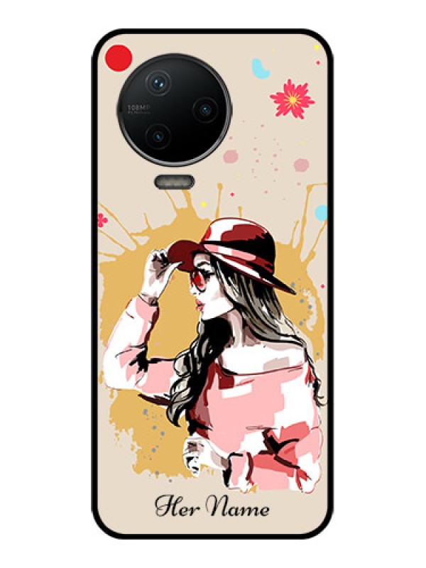 Custom Infinix Note 12 Pro Custom Metal Phone CaseWomen With Pink Hat Design