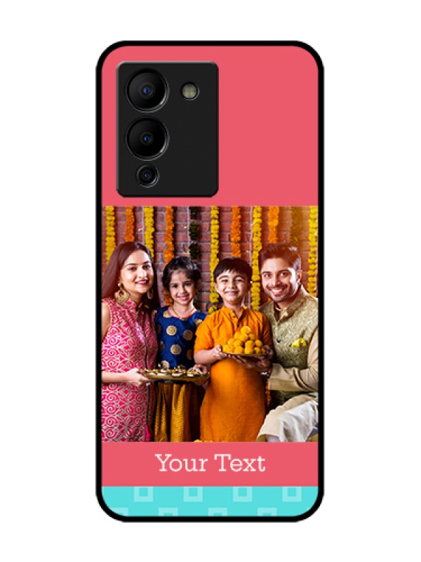 Custom Infinix Note 12 Turbo Custom Metal Phone Case - Peach & Blue Color Design