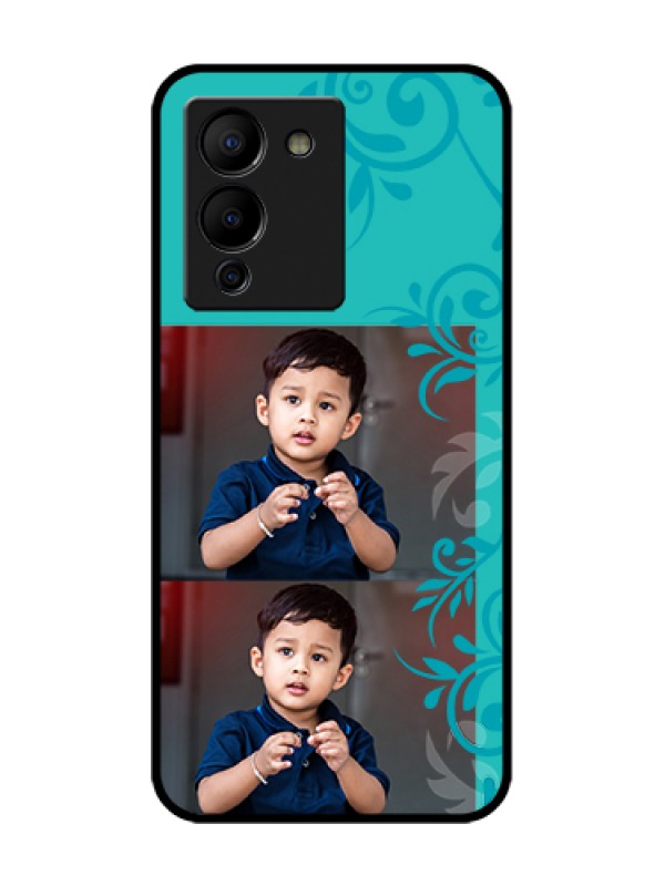 Custom Infinix Note 12 Turbo Custom Metal Phone Case - With Photo And Green Floral Design