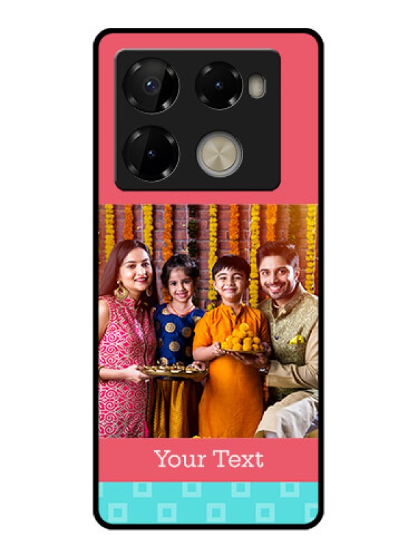 Custom Infinix Note 40 Pro 5G Custom Metal Phone CasePeach and Blue Color Design